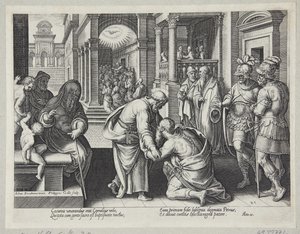Cornelius knäböjer inför St Peter av Philips Galle