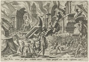 Förstörelsen av Ai och steningen av Akan The Days of Doom of the Jewish People (serietitel) av Philips Galle