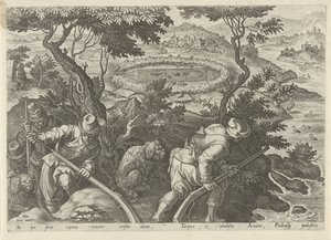 Eendenjacht Jachttaferelen (serietitel) Där alla typer av jakt, fågelfågel och fiske (serietitel) av Philips Galle