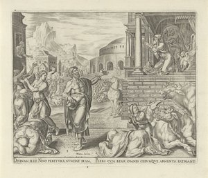 Jona förutspår Nineves undergång History of Jonah (serietitel) av Philips Galle
