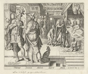 Jonadab ger Amnon råd Historia om Tamar och Amnon (serietitel) av Philips Galle