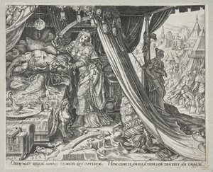 Judith dödar Holofernes av Philips Galle