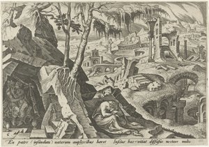 Lot och hans döttrar The Days of Doom of the Jewish People (serietitel) av Philips Galle
