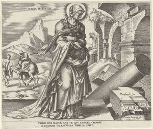 Mary Maria Mater Dei (titel på objekt) Åtta kända kvinnor från Gamla och Nya testamentet (serietitel) av Philips Galle