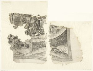 Nedre högra hörnet av ett tryck av Cebes-scenen Tabula Cebetis Carta Vitae (originaltitel) av Philips Galle