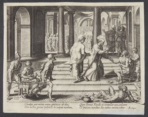 St Peter botar de lama vid den vackra porten av Philips Galle