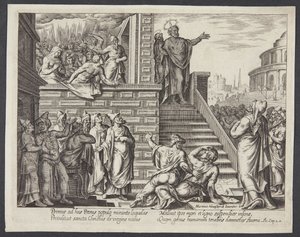 St Peter predikar i Jerusalem av Philips Galle