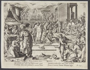 Apostlarna döper i Jerusalem av Philips Galle
