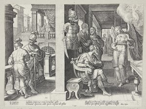 Ängeln sänder Cornelius för St Peter av Philips Galle