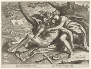 Venus sörjer Adonis död The Story of Adonis (serietitel) av Philips Galle