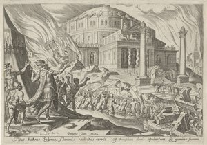 Förstörelsen av Jerusalem av kejsar Titus The Days of Doom of the Jewish People (serietitel) av Philips Galle
