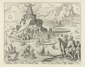 Alexandrias fyr Pharos (titel på objekt) Världens åtta underverk (serietitel) av Philips Galle