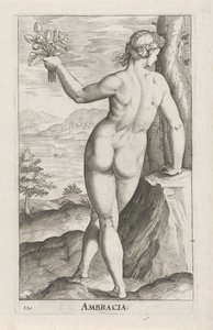 Vattennymf Ambracia Ambracia (titel på objekt) Stroom en waternimfen (serietitel) Oceanitidnymfer, epihidrid potamidus naiads (serietitel) av Philips Galle
