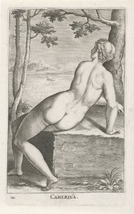 Waternimf sovrum Sovrum (titel på objekt) Stroom en waternimfen (serietitel) Oceanitidnymfer, epihidrid potamidus naiads (serietitel) av Philips Galle