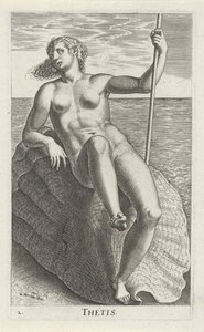Vattennymfen Thetis Thetis (titel på objekt) Stroom- en waternimfen (serietitel) Oceanitidnymfer, epihidrid potamidus naiads (serietitel) av Philips Galle