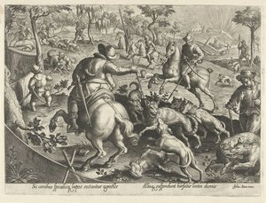 Wolvenjacht mötte hopp Jachttaferelen (serietitel) Där alla typer av jakt, fågelfågel och fiske (serietitel) av Philips Galle
