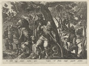 Zwijnenjacht met geweren Jachttaferelen (serietitel) Där alla typer av jakt, fågelfågel och fiske (serietitel) av Philips Galle