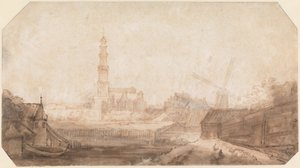 Utsikt över Westerkerk och omgivningarna