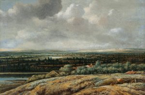 Panoramalandskap med en stad i bakgrunden av Philips Koninck
