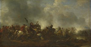 Kavalleri anfaller infanteri, 1656-1668 av Philips Wouwerman
