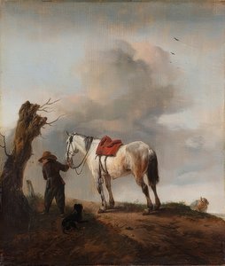 En vit häst; mögel. Omkring 1646 av Philips Wouwerman