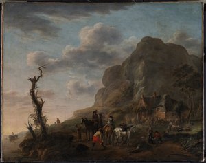 Landskap med vilande ryttare av Philips Wouwerman
