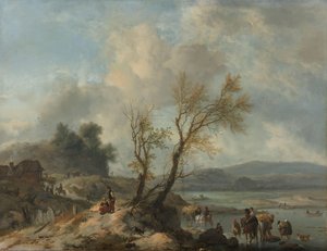 Landskap med Sandy Path bredvid en flod av Philips Wouwerman