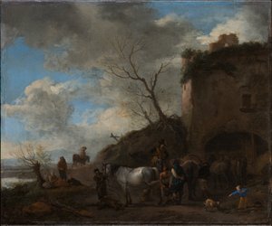 Ryttare hos en smed av Philips Wouwerman
