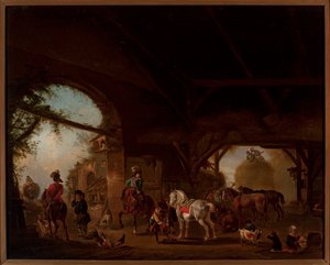 Genremotiv på en gård av Philips Wouwerman