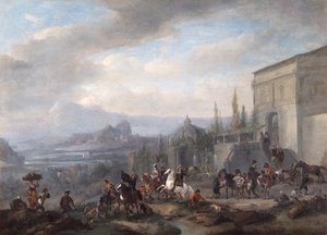 The Departure Of A Hawking Party, efter c.1650 (olja på duk)
