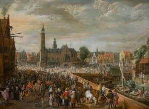 Utsikt över Grote Markt i Lier, tidigt 1600-tal. av Philips de Momper the Elder
