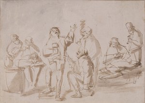 Peasants in a Tavern, ca 1662 (penna och bläck med tvätt på papper)