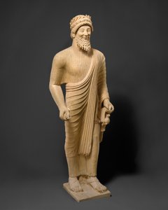 Kalkstensstaty av en skäggig man med votivoffer, c.475-450 f.Kr. (kalksten) av Phoenician Phoenician