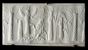 Fenicisk civilisation: vattenguden säger sigill om "" Vårens födelse"". 2200 f.Kr. Från Tello. Paris Louvren