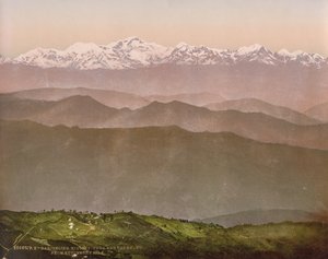 Darjeeling. Kinchinjunga och snön från Kutcherry Hill