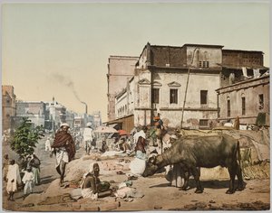 Indien. Calcutta. Harrison Road I med Group of Jogees, efter foto av Dr. Kurt Boeck