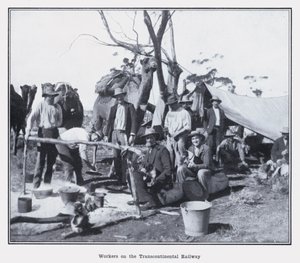 Arbetare på den transkontinentala järnvägen (s/v foto) av Photographer Australian