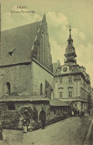 Gamla nya synagogan, Prag (svartvitt foto)