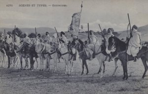 Marockanska goumiers, muslimska soldater som tjänstgjorde under den franska armén i Afrika (foto svart/vitt)