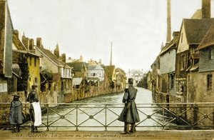 Floden Somme och bron av talence, Abbeville, Frankrike