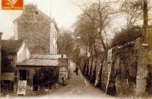 St Vincent Street, Montmartre, Paris, ca. 1900 (s/v foto) av Photographer French