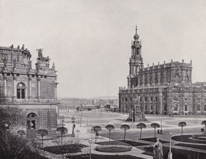 Utsikt från Zwingerwall till Theaterplatz (s/v foto) av Photographer German