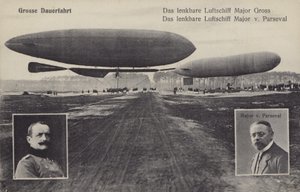 Dirigible luftskepp av Hans Georg Friedrich Gross och August von Parseval (s/v foto) av Photographer German