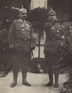 Fältmarskalk von Hindenburg och general Ludendorff, tyska arméns befälhavare (färglitografi) av Photographer German