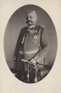Fältmarskalk Paul von Hindenburg, befälhavare för den tyska armén under första världskriget (s/v foto) av Photographer German
