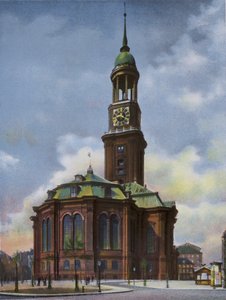 Hamburg: Michaeliskirche, nedbränd 3 juni 1906, återuppbyggd 1906-12 (foto) av Photographer German