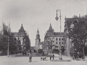 Kaiser Wilhelm Bridge och Kaiser Wilhelm Street (s/v foto) av Photographer German