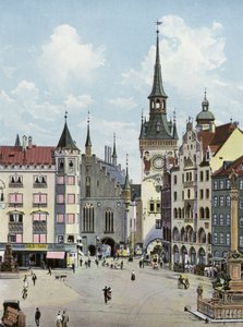 München/München: Marienplatz med det gamla rådhuset (foto) av Photographer German