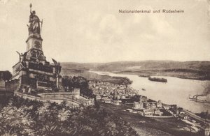 Nationaldenkmal, monument till minne av Tysklands enande, Rudesheim am Rhein, Hessen (s/v foto) av Photographer German