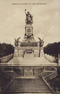 Nationaldenkmal, monument till minne av Tysklands enande, Rudesheim am Rhein, Hessen (s/v foto) av Photographer German